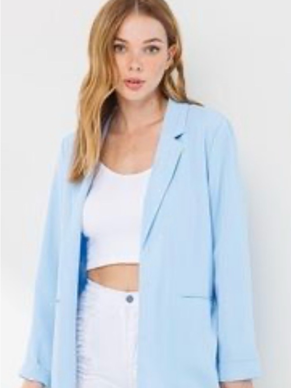 Calvin Klein Collection Pastel Blue Longline Blazer Size 16W